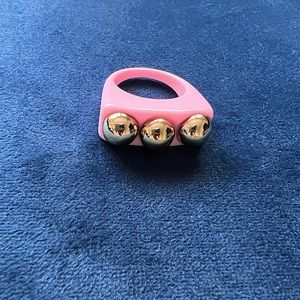 Pink Resin Ring with Gold Acrylic Beads